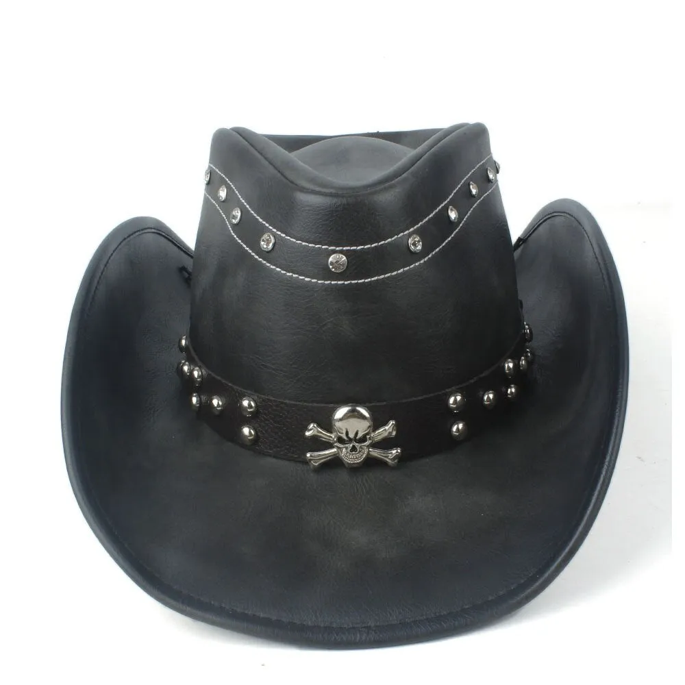 100% Leather Women Men Western Cowboy Hat Summer