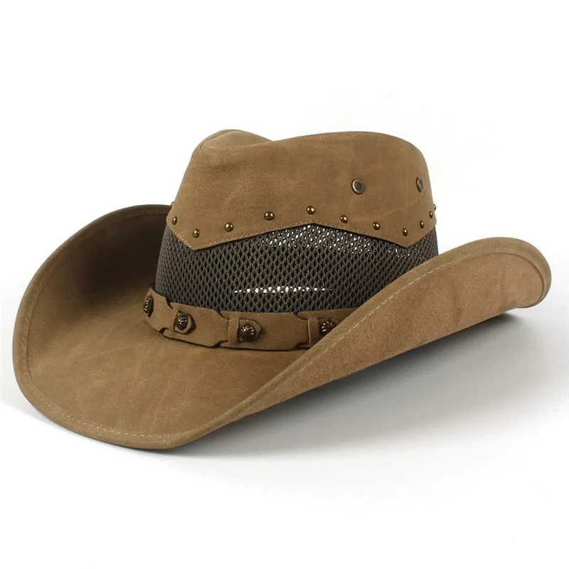 100% Leather Women Men Western Cowboy Hat Summer