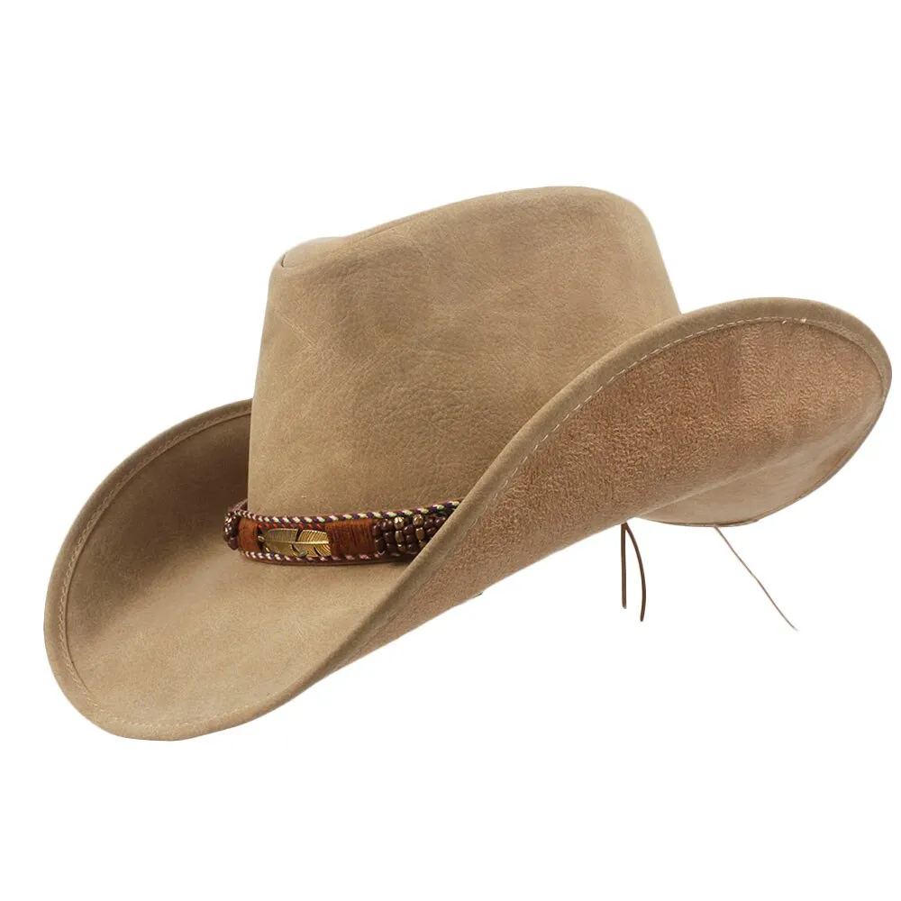 100% Leather Women Men Western Cowboy Hat Summer