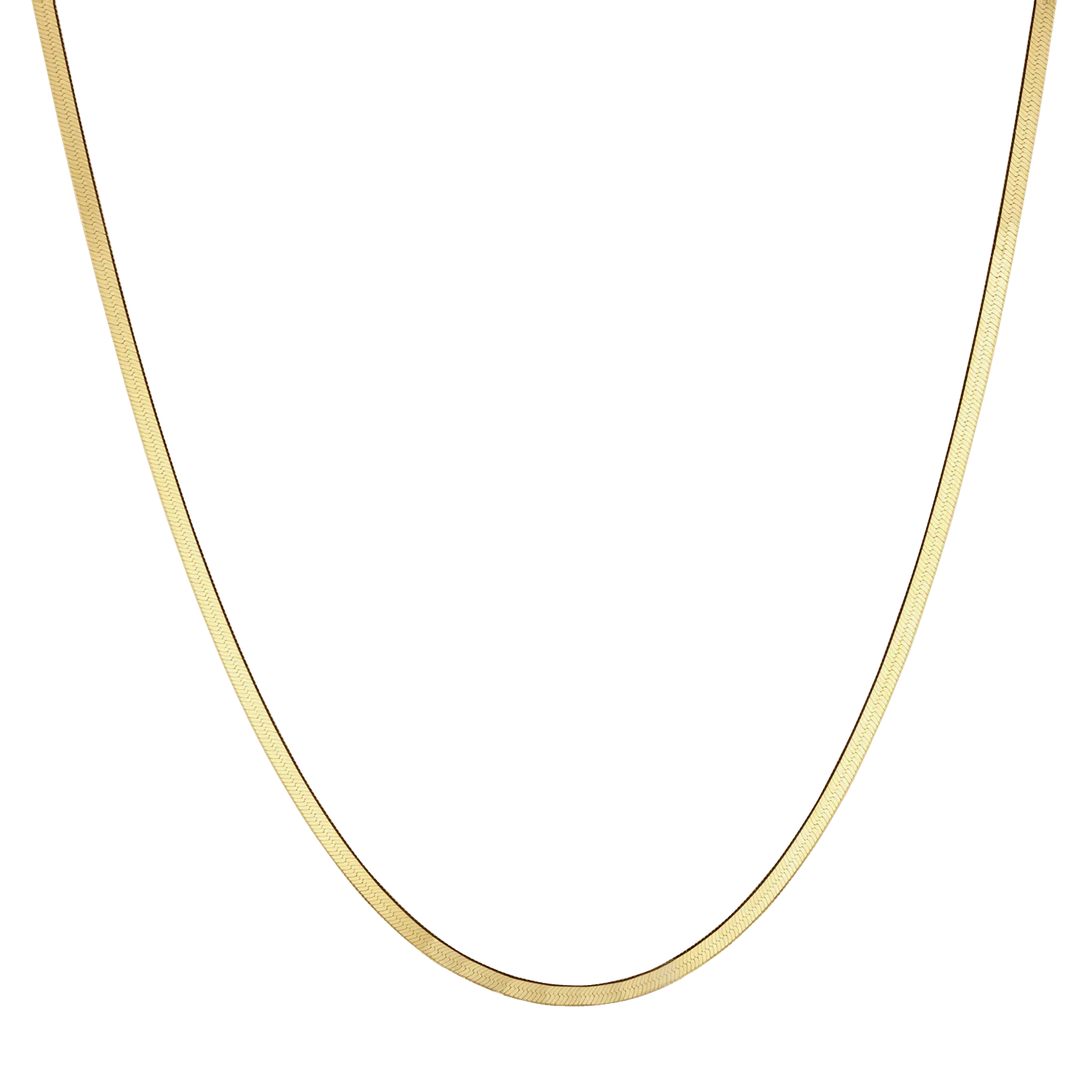 14K Gold Thin Herringbone Necklace 3mm