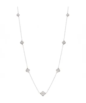 14K White Gold Diamond Station Necklace