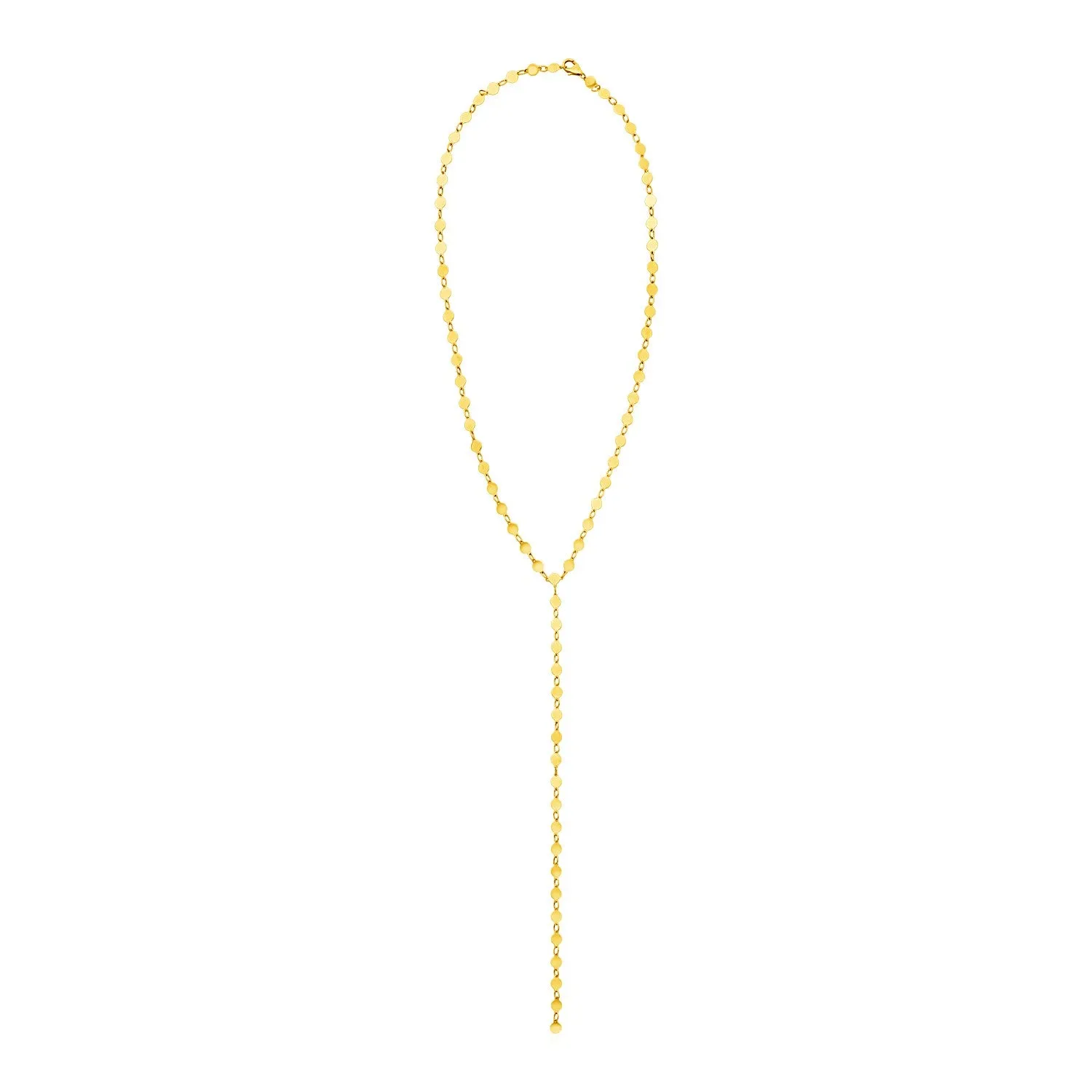 14k Yellow Gold 17 inch Lariat Necklace with Polished Circlesrx26039-17-rx26039-17