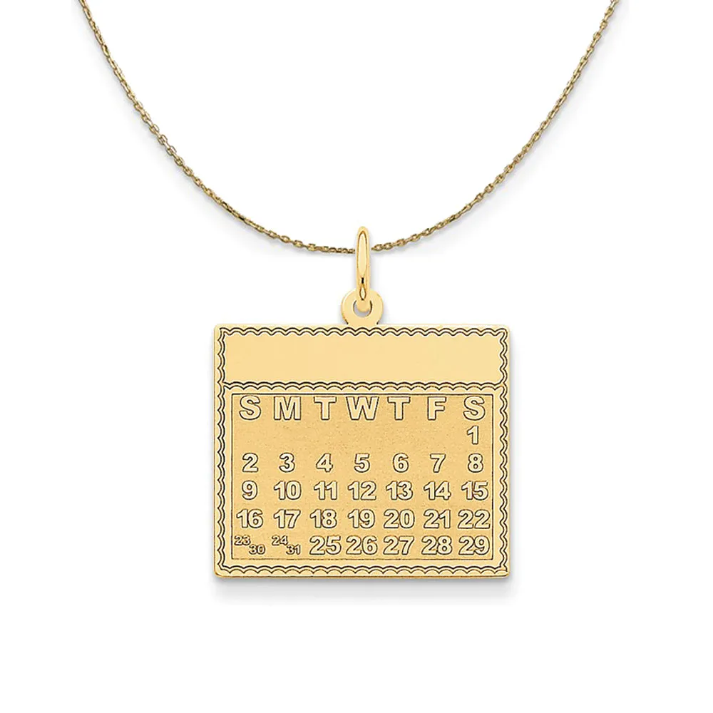 14k Yellow Gold Saturday Start Perpetual Calendar Necklace