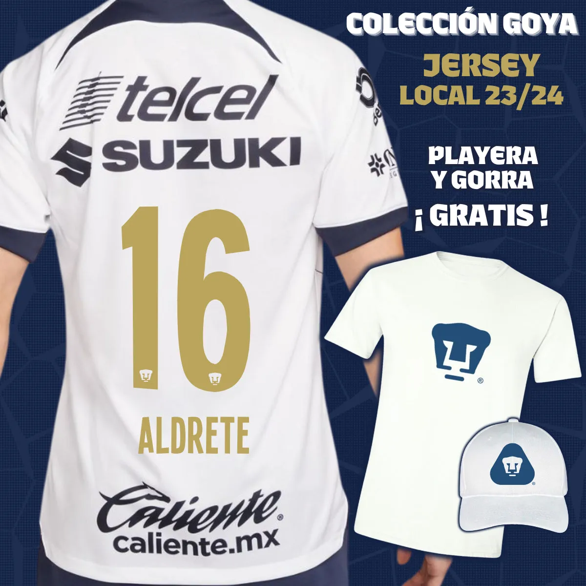 16 Adrián Aldrete - Colección Goya Hombre - Jersey Local + Playera y Gorra de Regalo