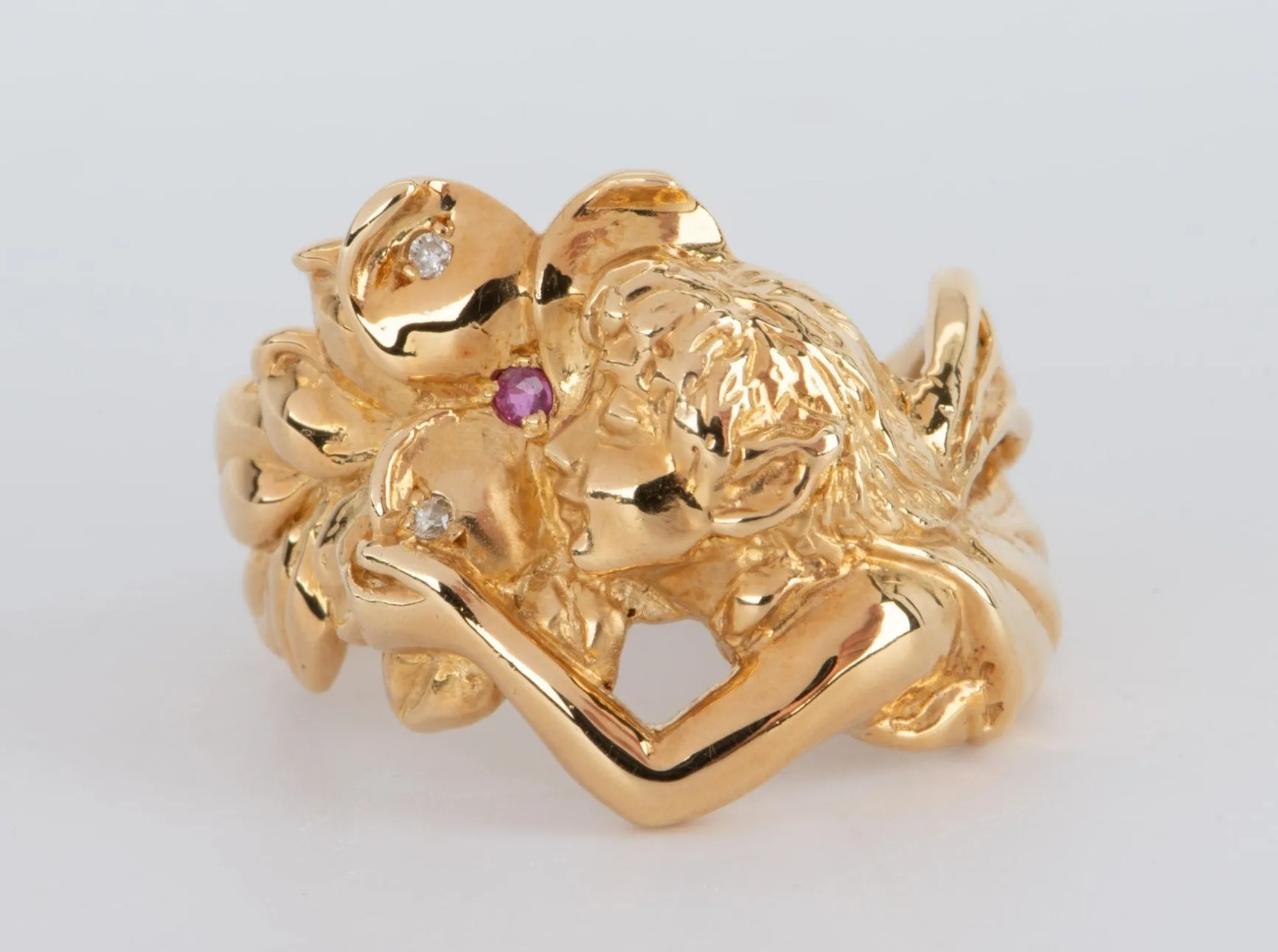 18K Gold Fairy Flowing Hair Woman Ring V1103