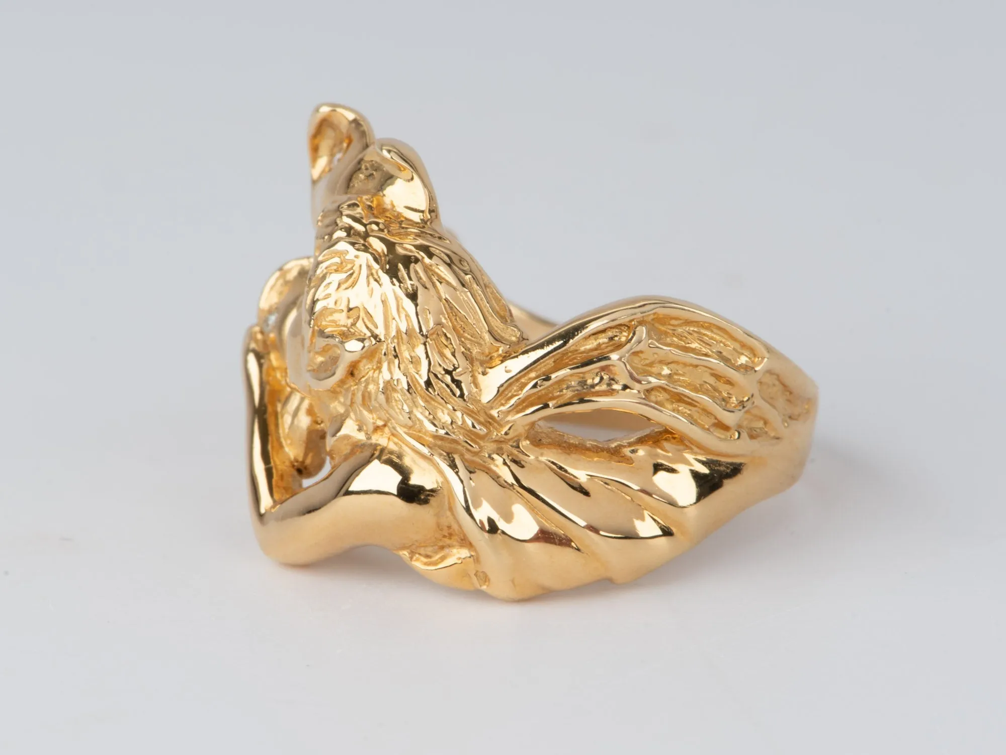 18K Gold Fairy Flowing Hair Woman Ring V1103