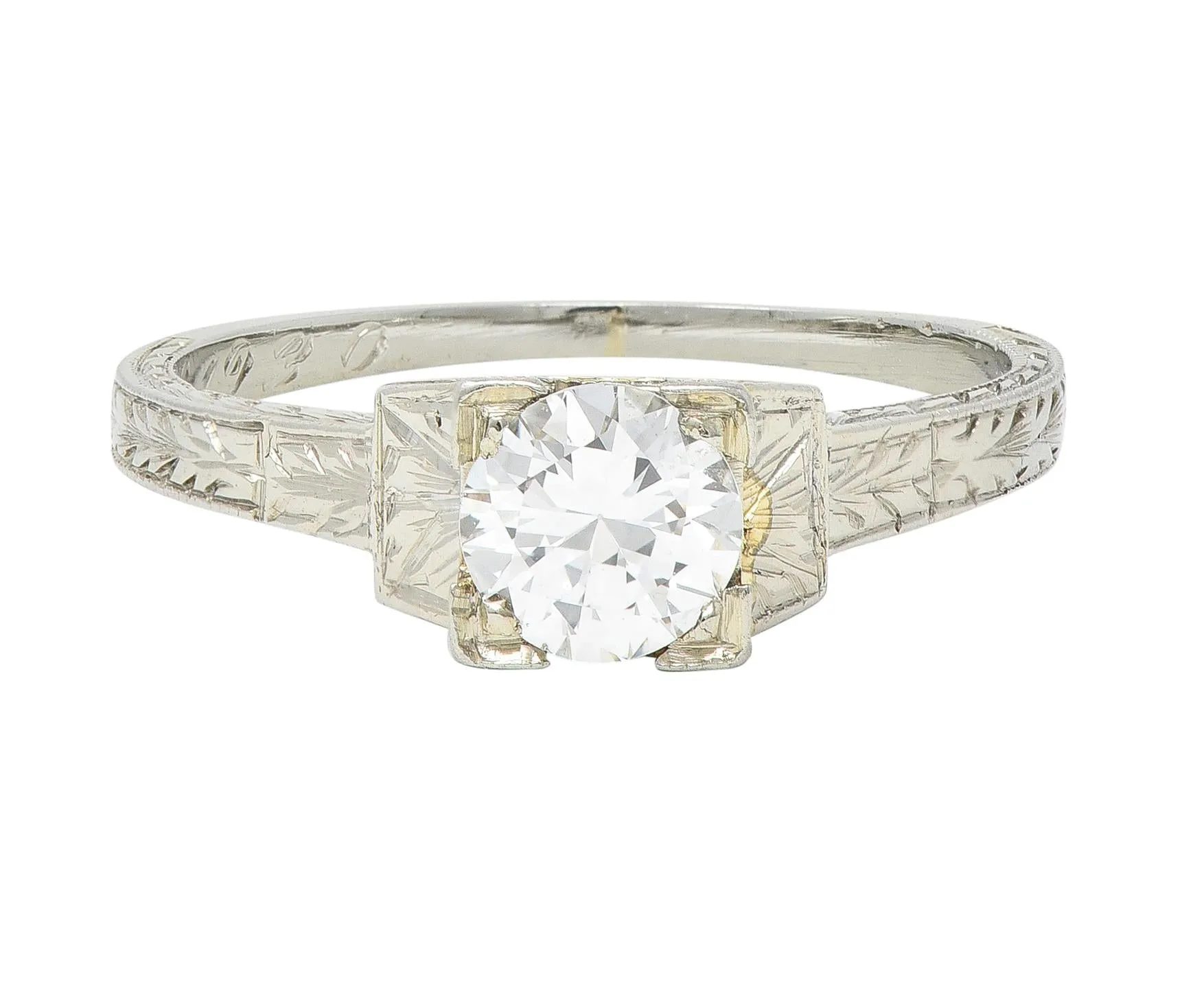 1930 Art Deco 0.40 CTW Old European Cut Diamond 18 Karat Gold Antique Solitaire Engagement Ring