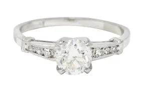 1950's Mid-Century 1.05 CTW Diamond Platinum Engagement Ring