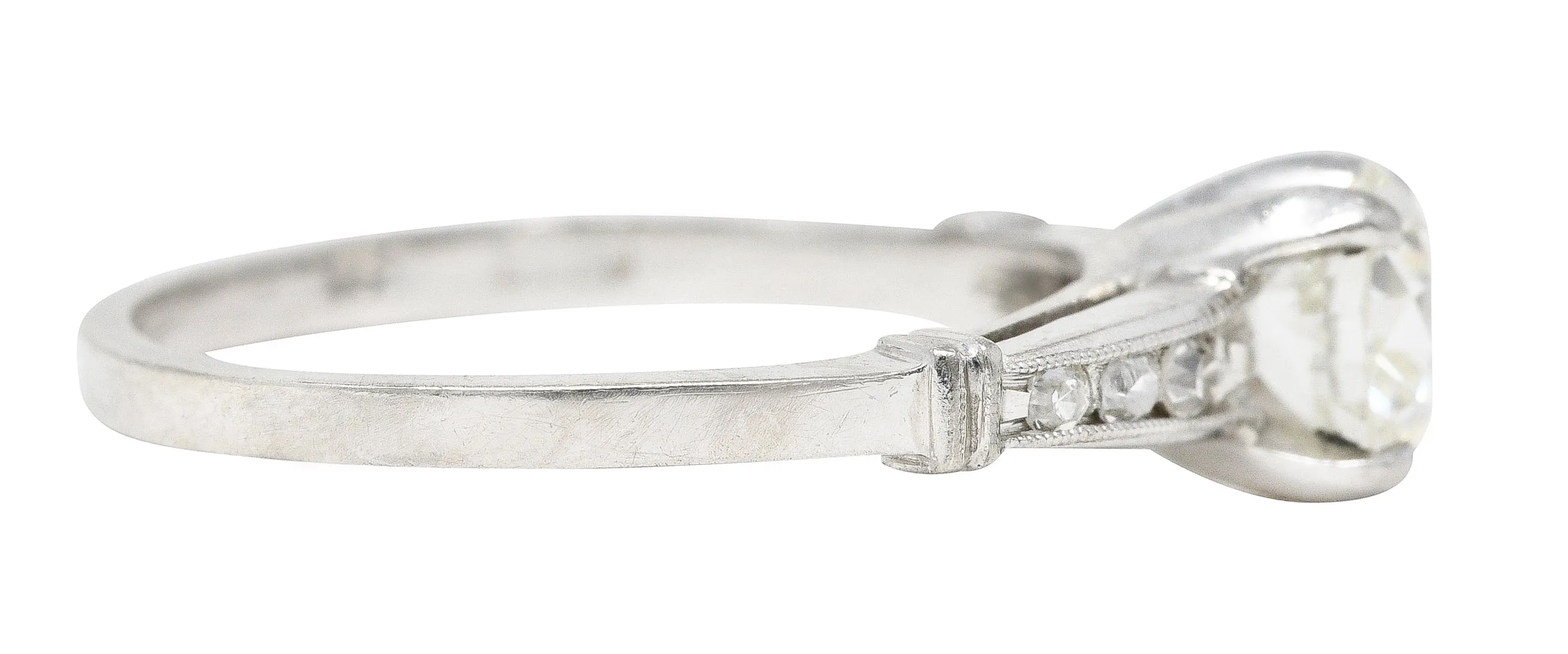 1950's Mid-Century 1.05 CTW Diamond Platinum Engagement Ring