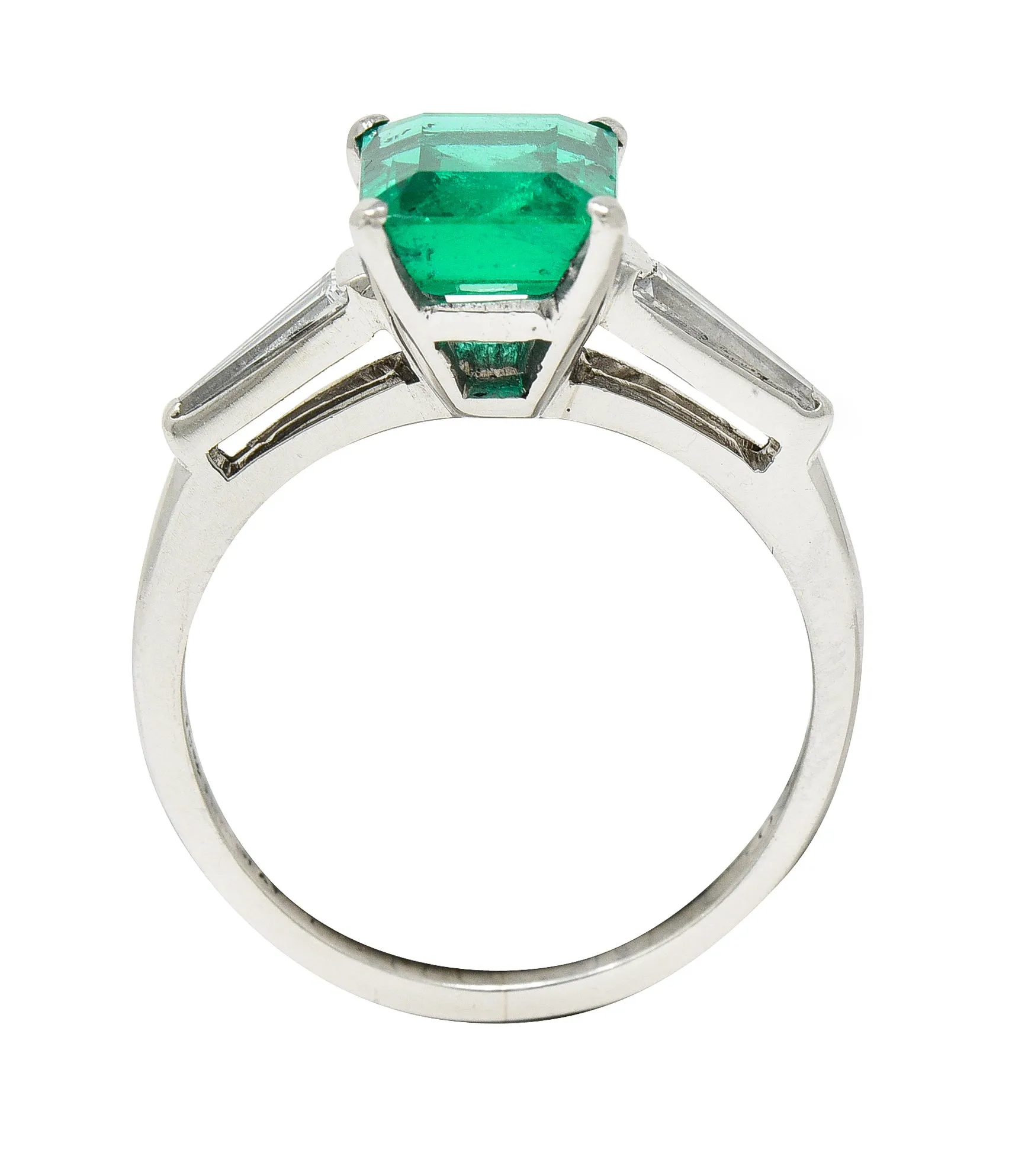 1950's Mid-Century 1.83 CTW Emerald Diamond Platinum Ring