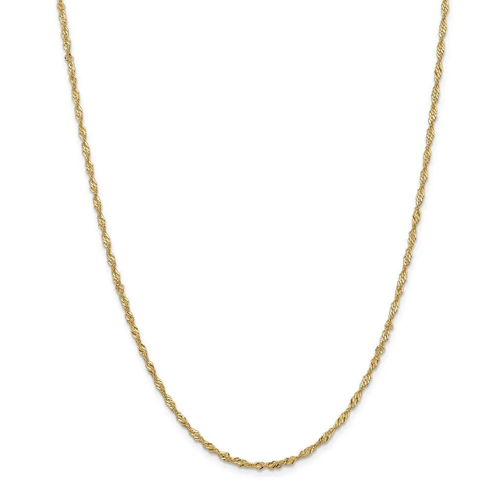 1.9mm 14k Yellow Gold Diamond Cut Singapore Chain Necklace