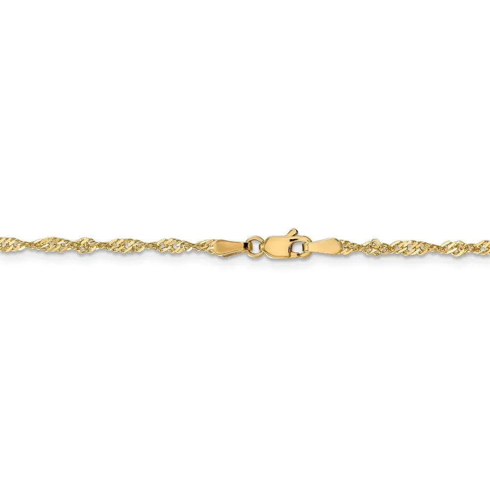 1.9mm 14k Yellow Gold Diamond Cut Singapore Chain Necklace