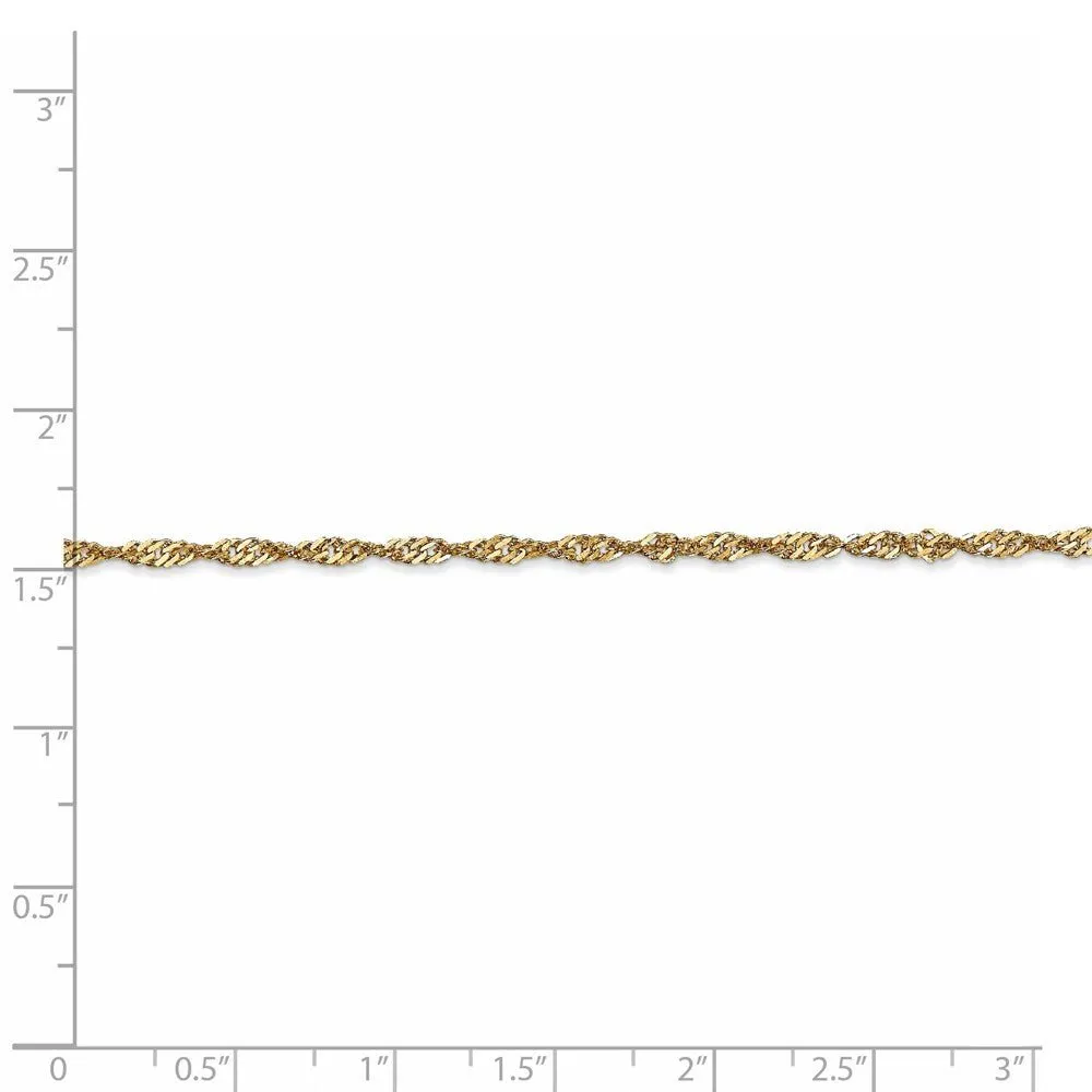 1.9mm 14k Yellow Gold Diamond Cut Singapore Chain Necklace