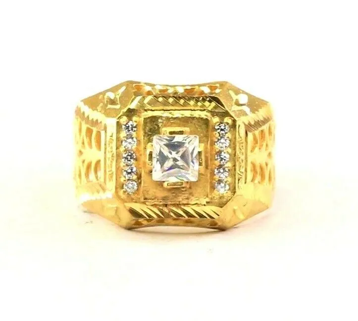 22k Ring Solid Gold ELEGANT Charm Mens Band SIZE 11.26 RESIZABLE r2592mon