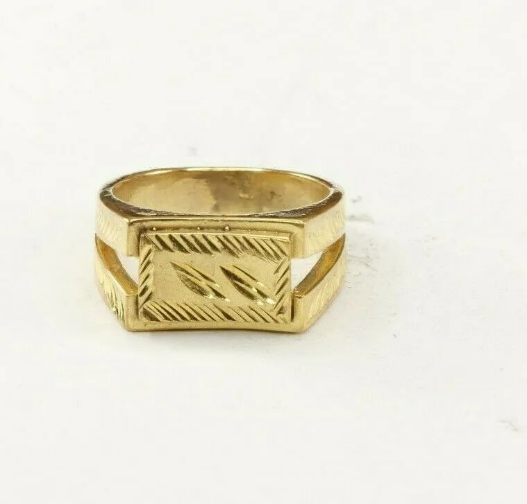 22k Ring Solid Gold ELEGANT Charm Mens Leaf Band SIZE 7.50 RESIZABLE r2446