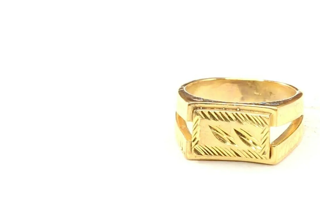 22k Ring Solid Gold ELEGANT Charm Mens Leaf Band SIZE 7.50 RESIZABLE r2446