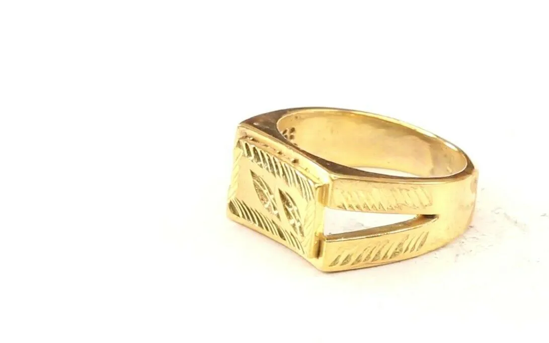 22k Ring Solid Gold ELEGANT Charm Mens Leaf Band SIZE 7.50 RESIZABLE r2446