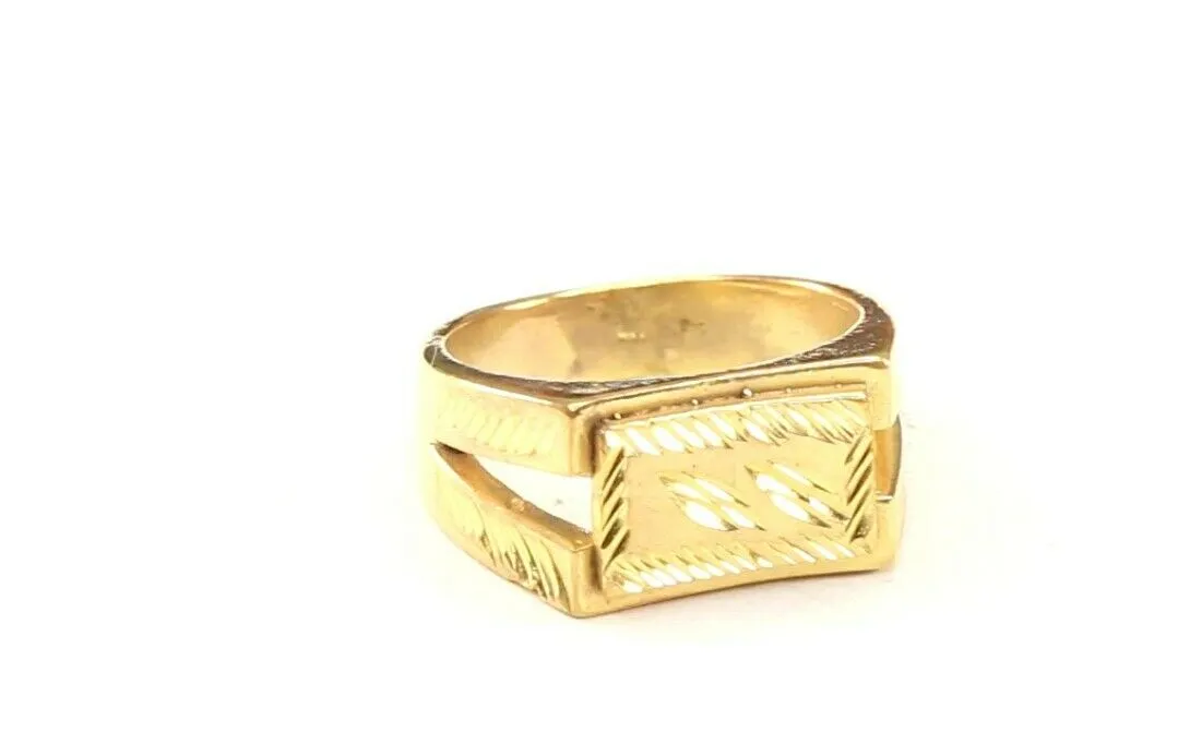 22k Ring Solid Gold ELEGANT Charm Mens Leaf Band SIZE 7.50 RESIZABLE r2446