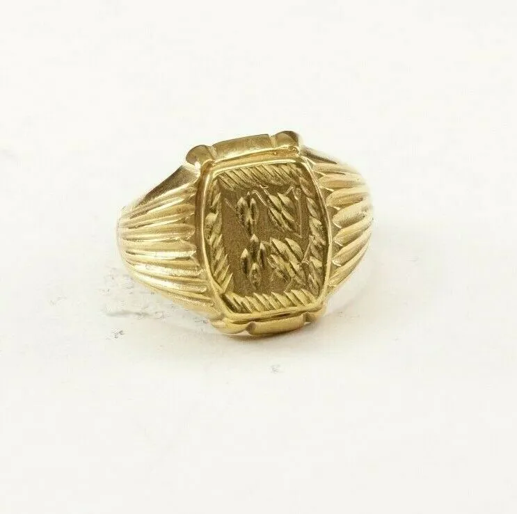 22k Ring Solid Gold ELEGANT Charm Mens Leaf Band SIZE 9.50 RESIZABLE r2439