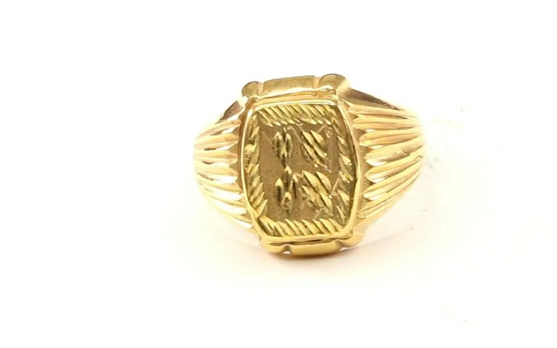 22k Ring Solid Gold ELEGANT Charm Mens Leaf Band SIZE 9.50 RESIZABLE r2439