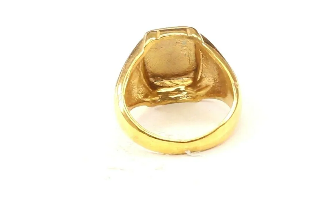 22k Ring Solid Gold ELEGANT Charm Mens Leaf Band SIZE 9.50 RESIZABLE r2439