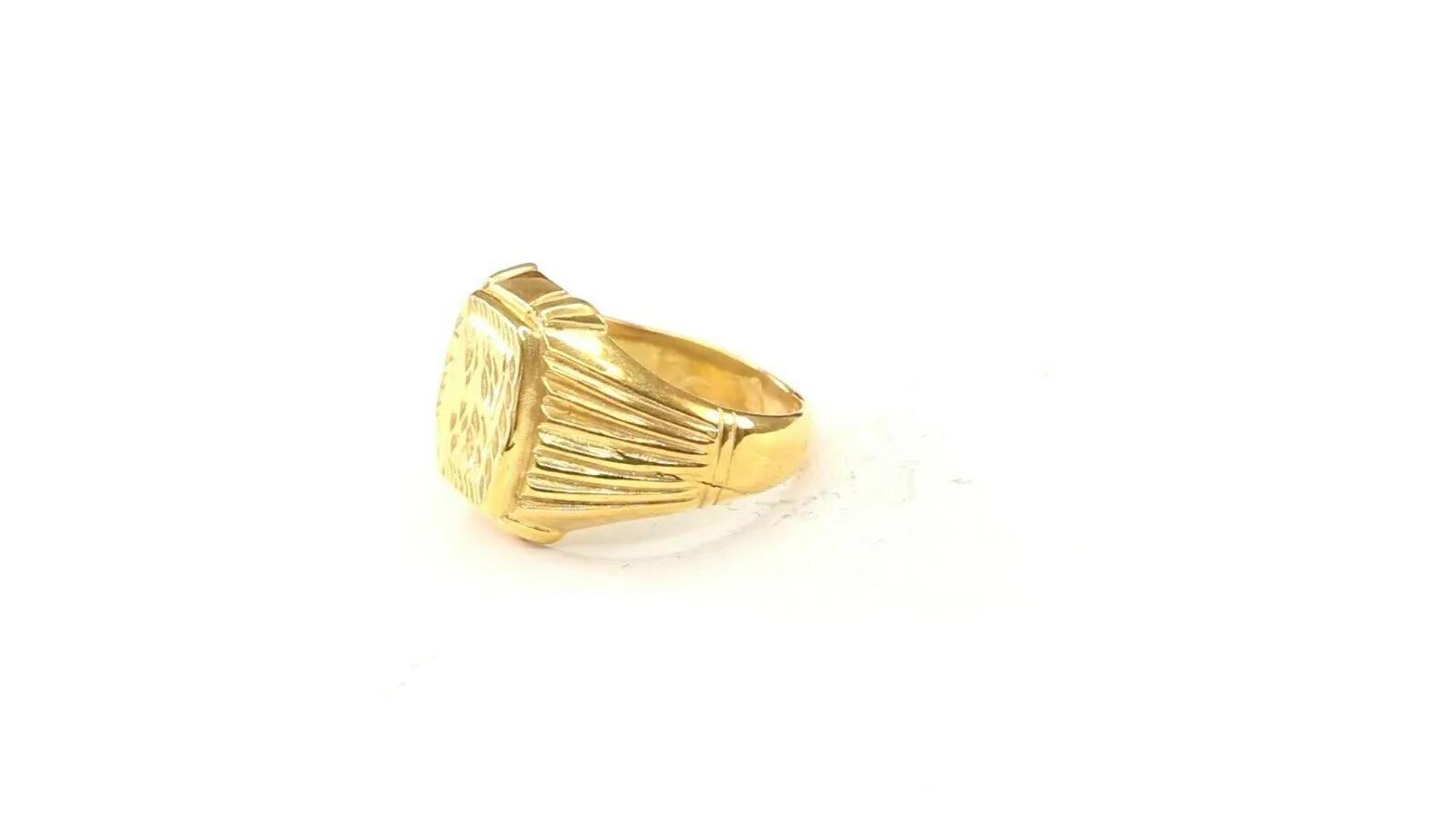 22k Ring Solid Gold ELEGANT Charm Mens Leaf Band SIZE 9.50 RESIZABLE r2439