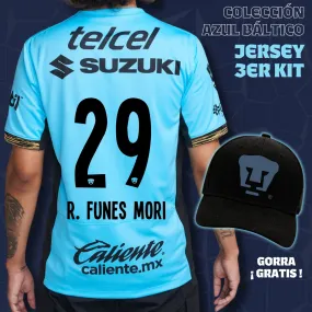 29 Rogelio Funes Mori - Colección Azul Báltico - Jersey Tercer Kit + Gorra de Regalo