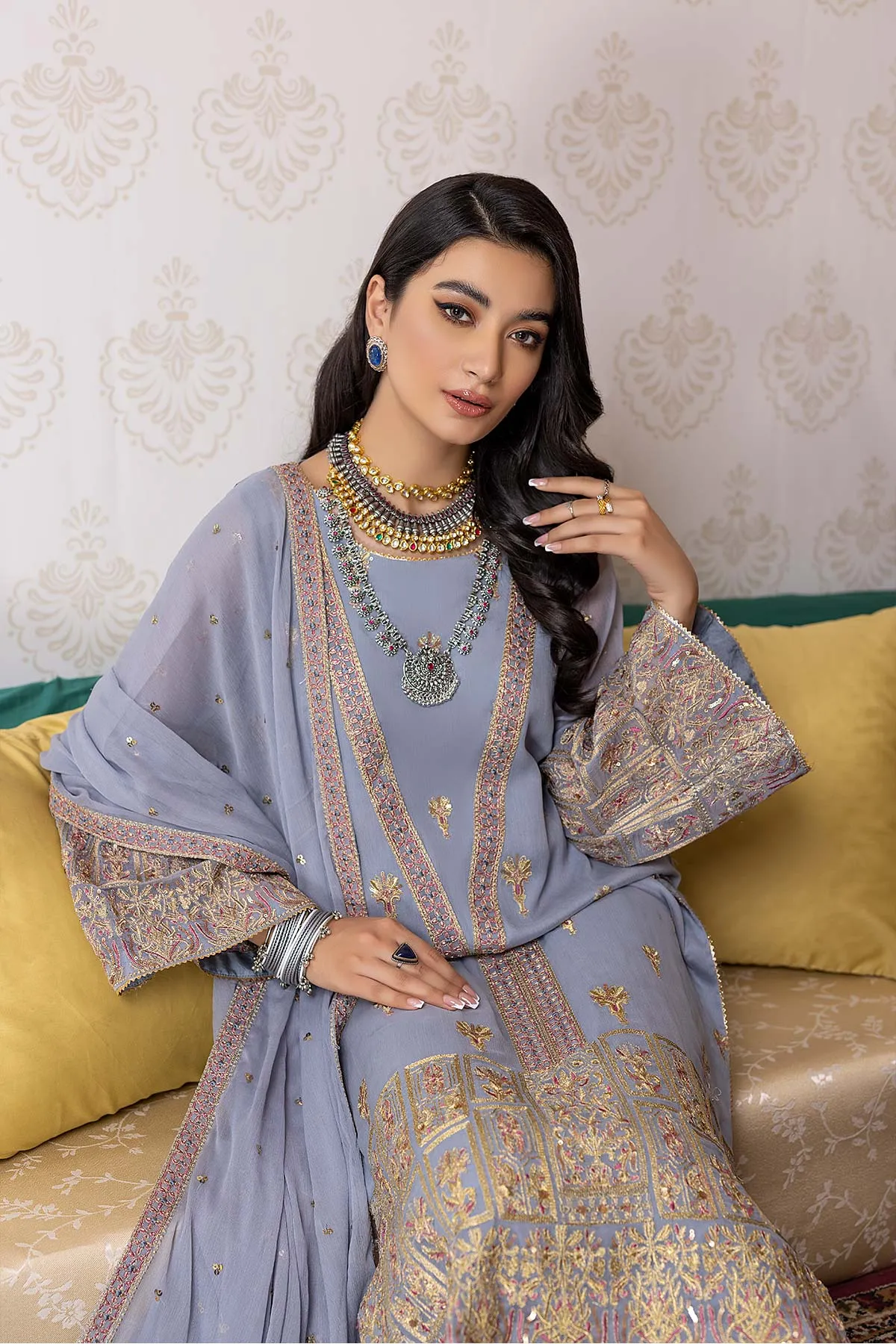 3-Pc Charizma Unstitched Polly Chiffon Collection CPC22-07