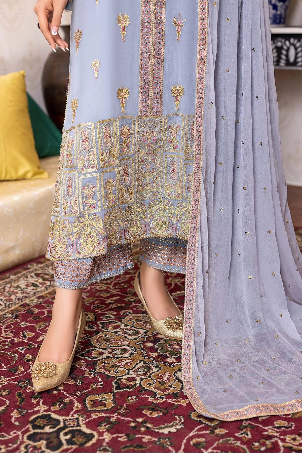 3-Pc Charizma Unstitched Polly Chiffon Collection CPC22-07