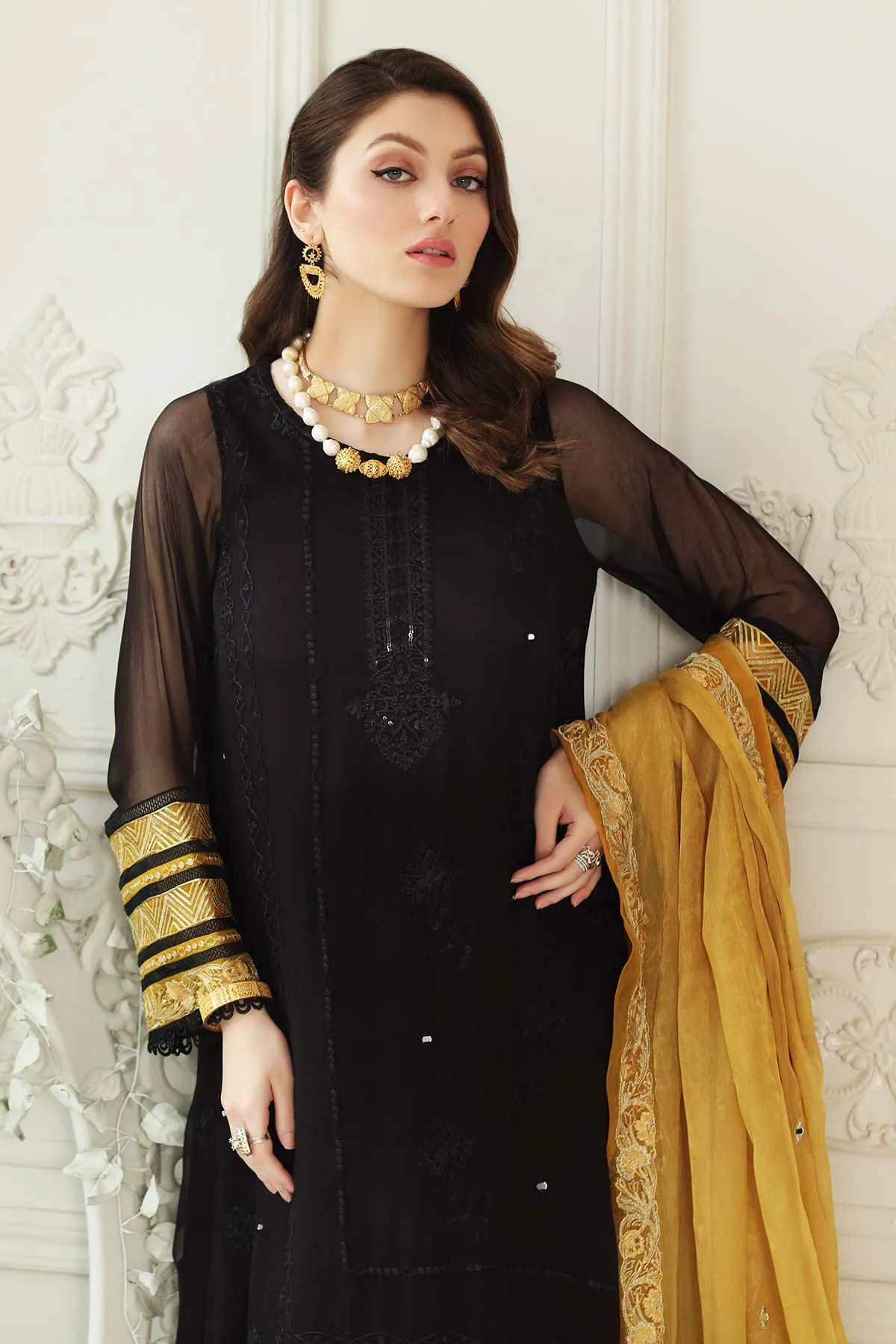 3 Pc Unstitched Embroidered Chiffon CHM-34