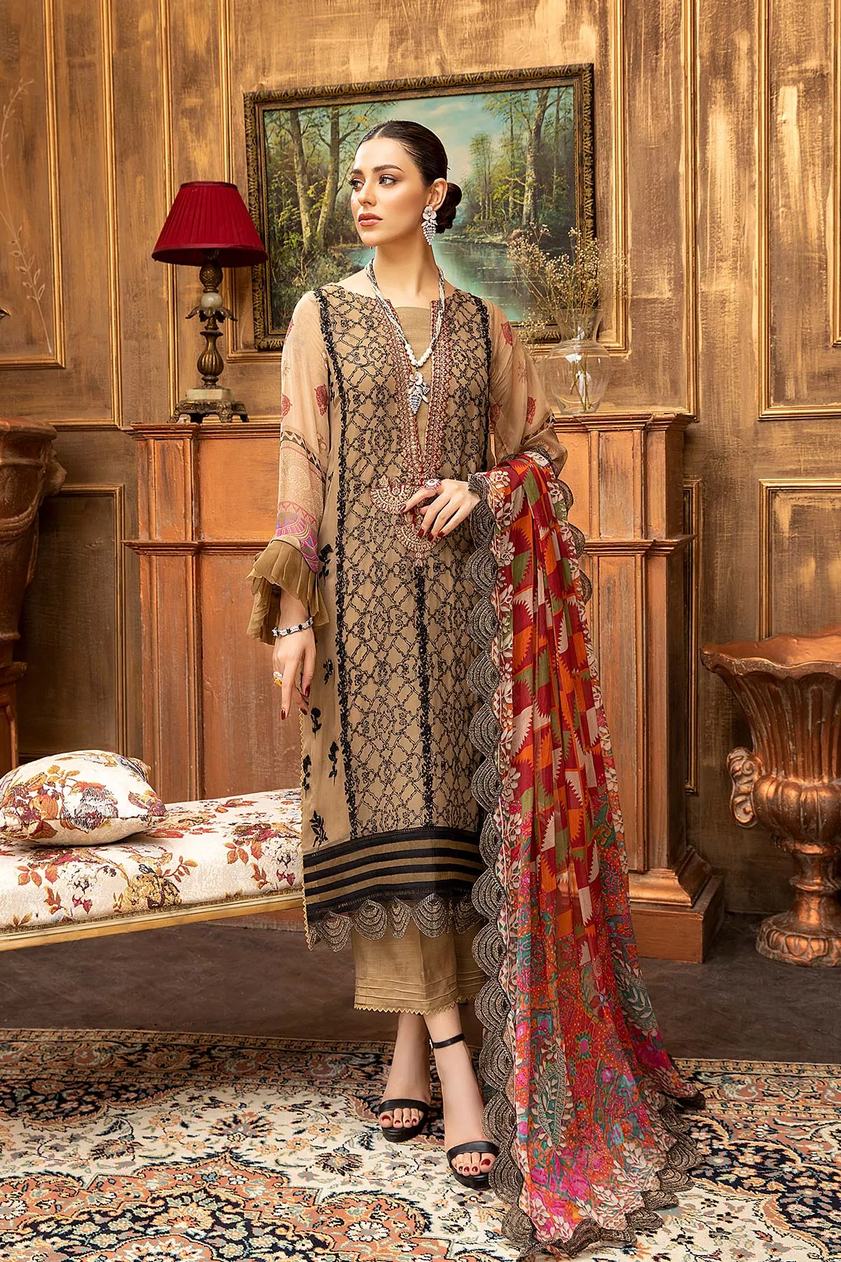 3 Pc Unstitched Embroidered Chiffon with Dupatta VSL-07