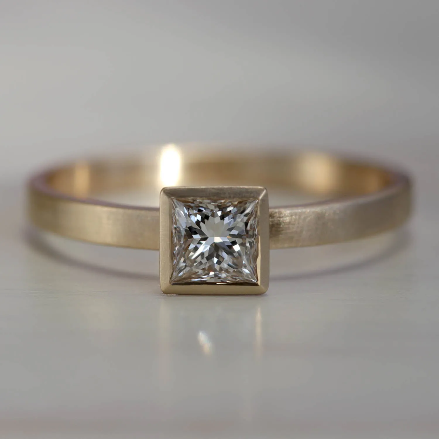 4mm Square Solitaire Engagement Ring 