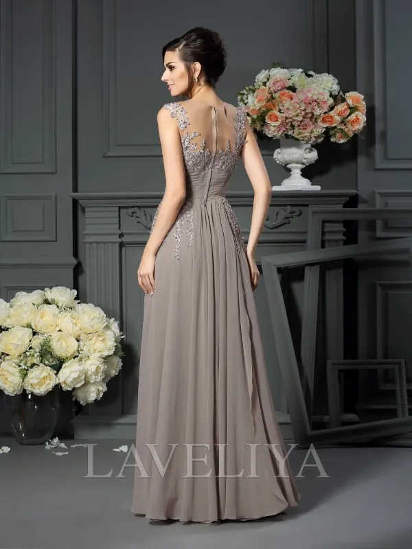 A-line Scoop Beading Floor-Length Chiffon Mother of the Bride Dress  #XM230047