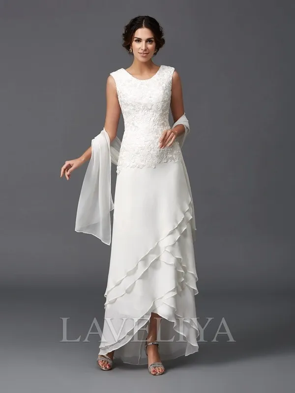 A-line Scoop Ruffles Ankle-Length Chiffon Mother of the Bride Dress  #XM230003