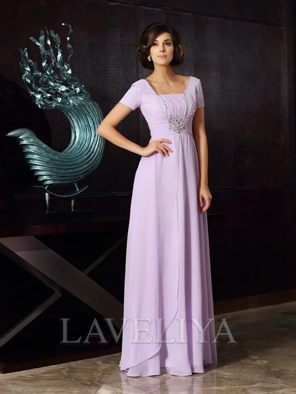 A-line Square Ruffles Floor-Length Chiffon Mother of the Bride Dress  #XM230188