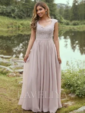 A-line Sweetheart Appliques Lace Floor-Length Chiffon Bridesmaid Dress  #ZB230024