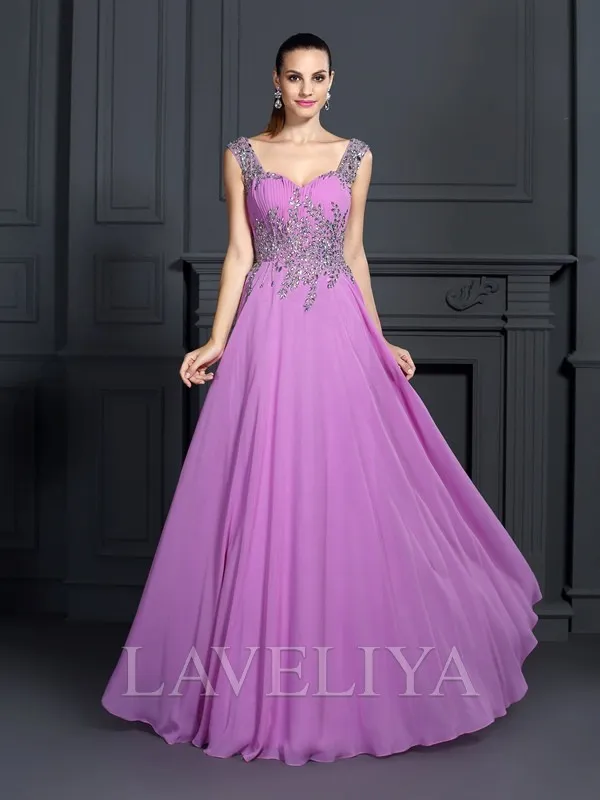 A-line Sweetheart Beading Floor-Length Chiffon Dress  #YP230118