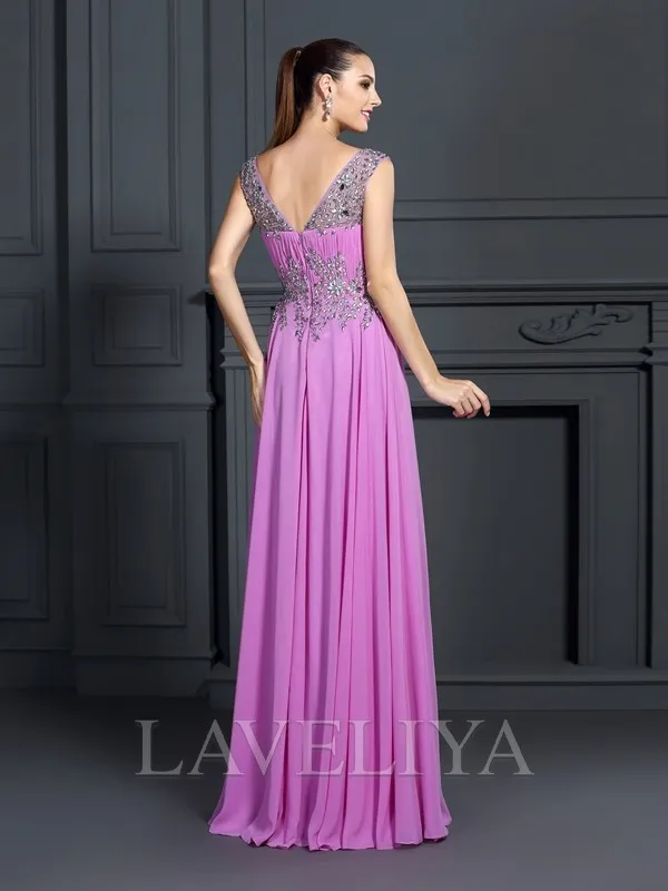 A-line Sweetheart Beading Floor-Length Chiffon Dress  #YP230118