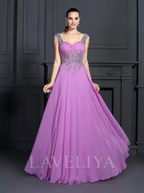 A-line Sweetheart Beading Floor-Length Chiffon Dress  #YP230118