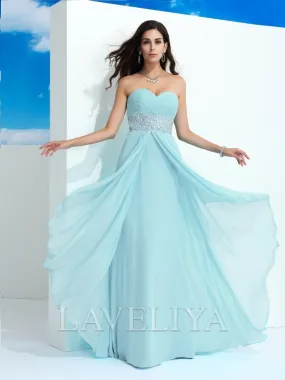 A-line Sweetheart Beading Floor-Length Chiffon Dress  #YP230240