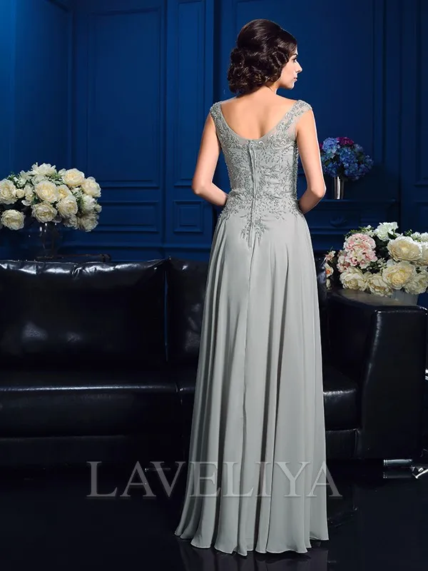 A-line V-neck Beading Floor-Length Chiffon Mother of the Bride Dress  #XM230035