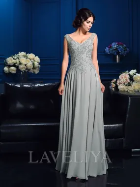 A-line V-neck Beading Floor-Length Chiffon Mother of the Bride Dress  #XM230035