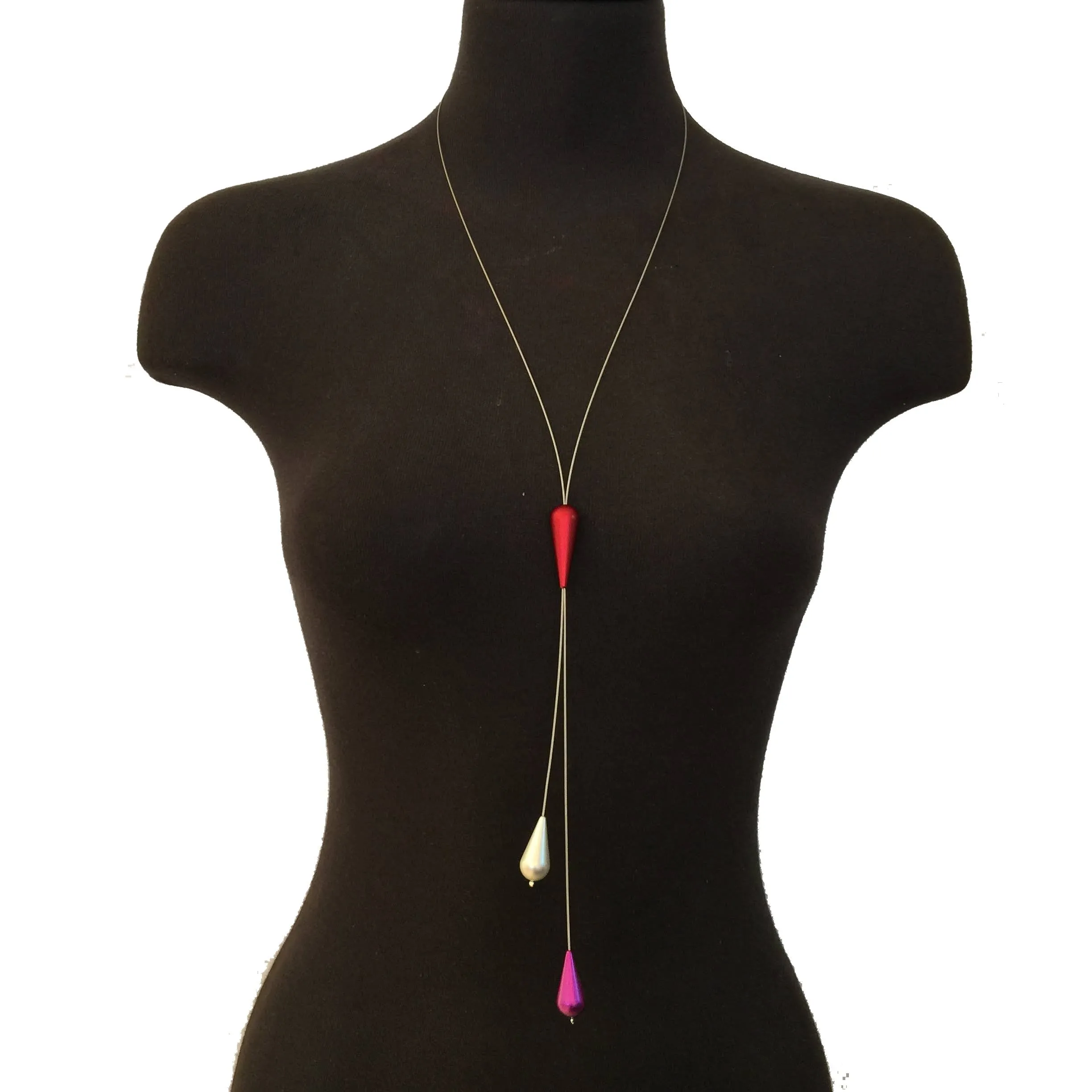 Adjustable Bolo Necklace- Red and Purple