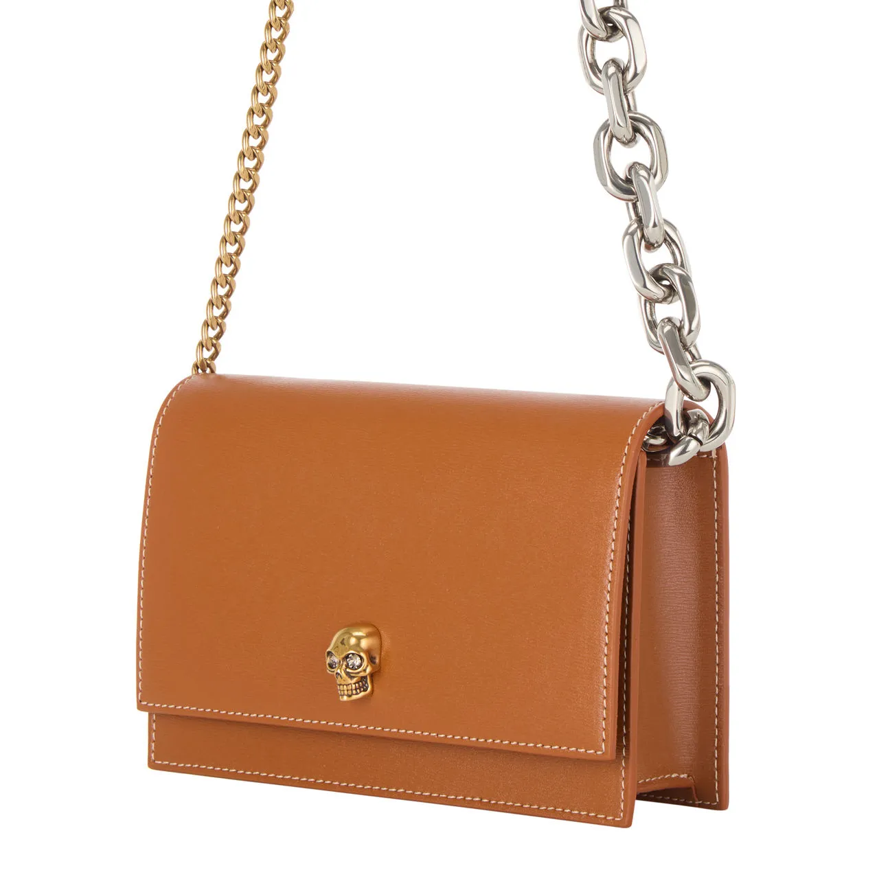 ALEXANDER MCQUEEN Skull Clutch Bag - Caramel Tan