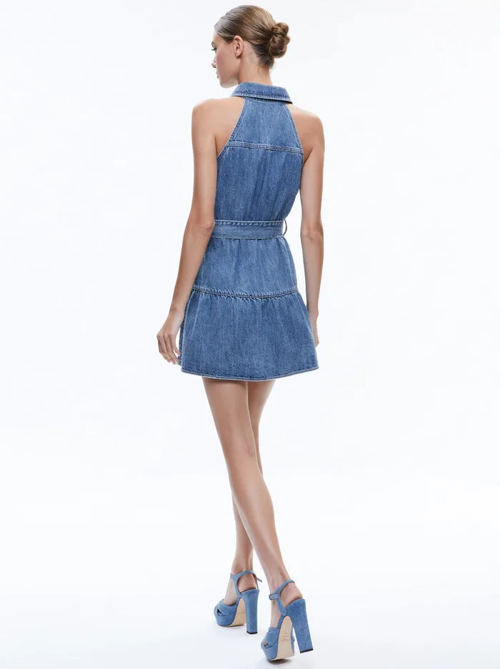 Alice + Olivia - Miranda Sleeveless Mini Dress - Albee Vintage Blue