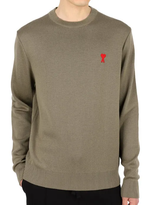 AMI PARIS  |Wool Long Sleeves Plain Logo Designers Sweaters