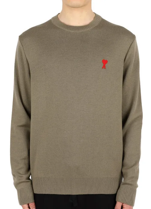 AMI PARIS  |Wool Long Sleeves Plain Logo Designers Sweaters