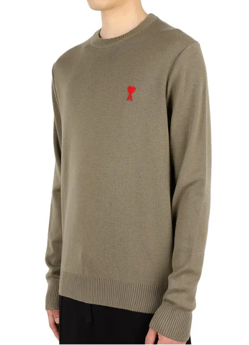 AMI PARIS  |Wool Long Sleeves Plain Logo Designers Sweaters