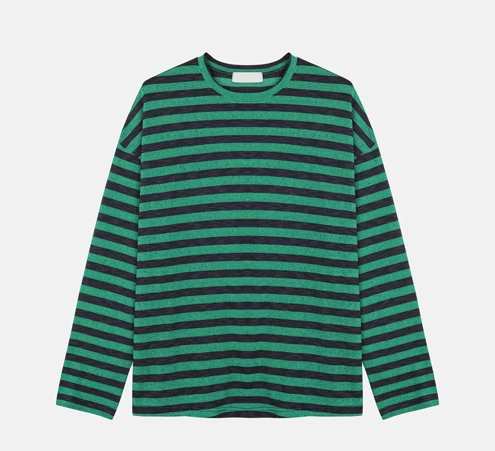 ASCLO  |Crew Neck Pullovers Stripes Unisex Linen Street Style U-Neck