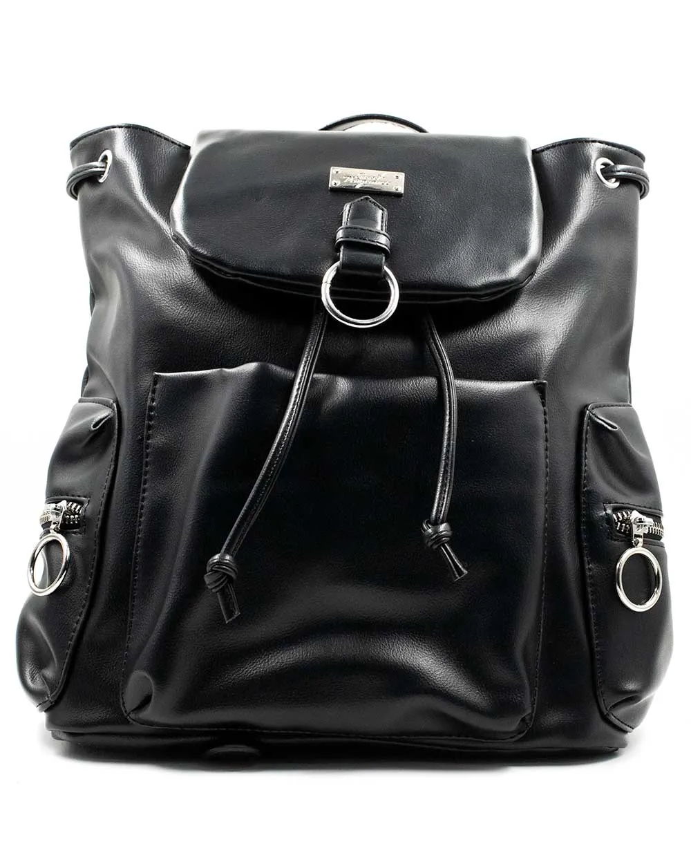 Backpack - Plain Black W/ Chain Straps Sv